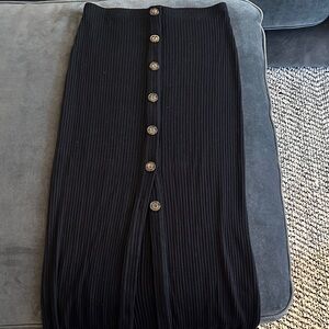 Reformation Black Ribbed Pencil Skirt